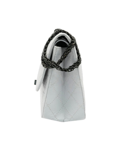 Chanel Reissue 2.55 Double Flap Medium White Aged Calfskin Black Hardware #12 SKC1837