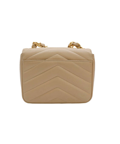 CHANEL V stitch ChainShoulder Beige  DXBS0985