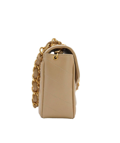 CHANEL V stitch ChainShoulder Beige  DXBS0985