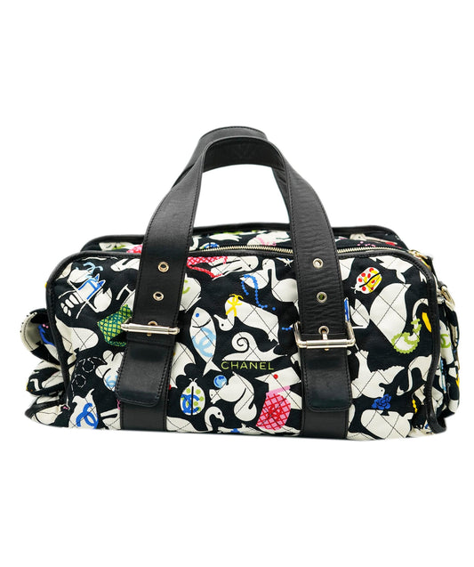 RTV    CHANEL VINTAGE BABY ANIMAL BOSTON BAG MULTICOLOR CANVAS LEATHER 90248000