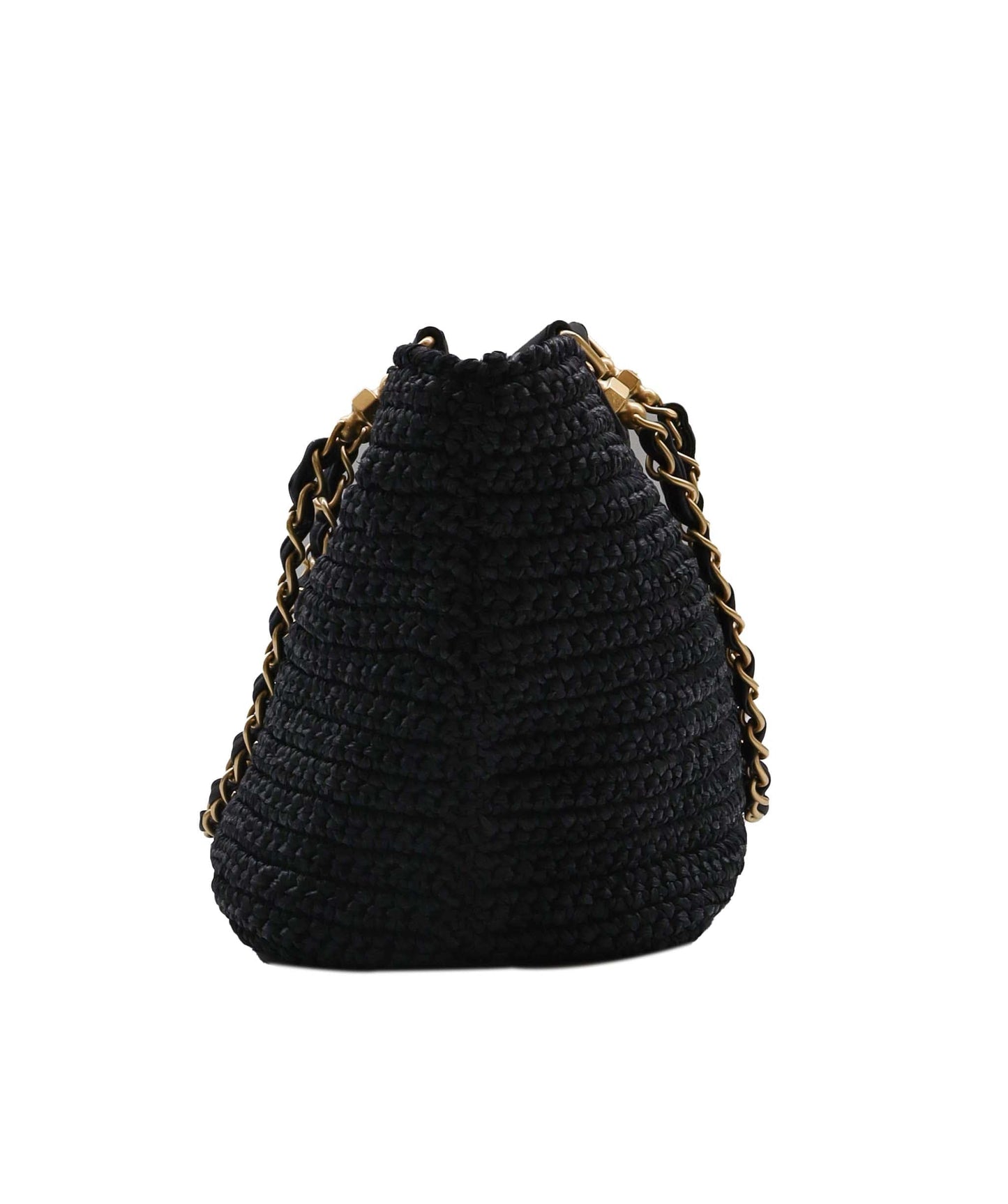 CHANEL VINTAGE CHAIN TOTE BAG NAVY RAFFIA 90249817 90249817
