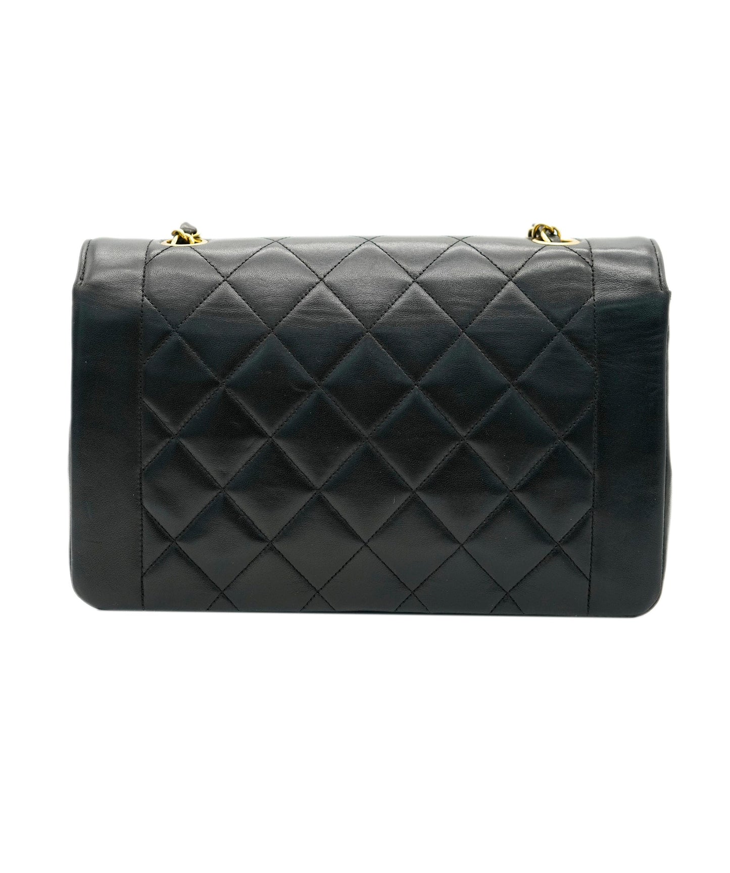 CHANEL VINTAGE DIANA MEDIUM CHAIN SHOULDER BAG BLACK LAMB SKIN DBXS2158