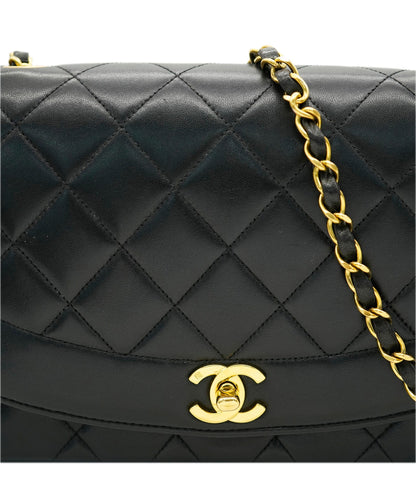CHANEL VINTAGE DIANA MEDIUM CHAIN SHOULDER BAG BLACK LAMB SKIN DBXS2158