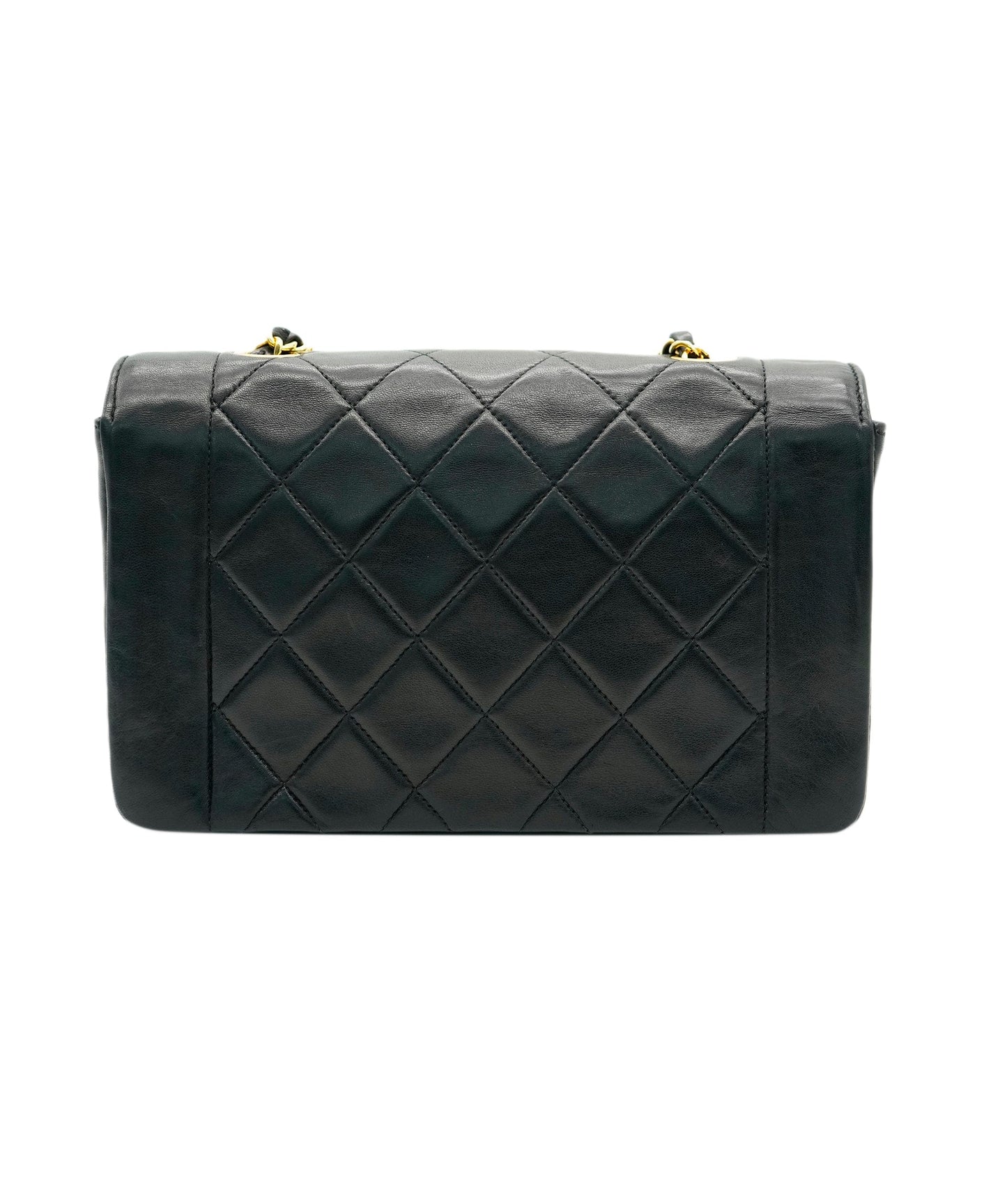 CHANEL VINTAGE DIANA SMALL CHAIN SHOULDER BAG BLACK LAMB SKIN DBXS2146