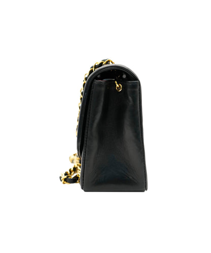 CHANEL VINTAGE DIANA SMALL CHAIN SHOULDER BAG BLACK LAMB SKIN DBXS2146