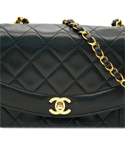 CHANEL VINTAGE DIANA SMALL CHAIN SHOULDER BAG BLACK LAMB SKIN DBXS2146