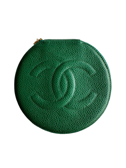 Chanel Vintage Jewellery Box Green Caviar GHW SKC1652