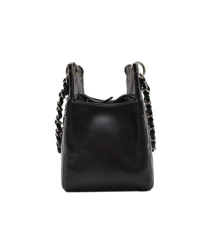 CHANEL VINTAGE MATELASSE CHAIN HAND BAG BLACK LAMB SKIN 90230698