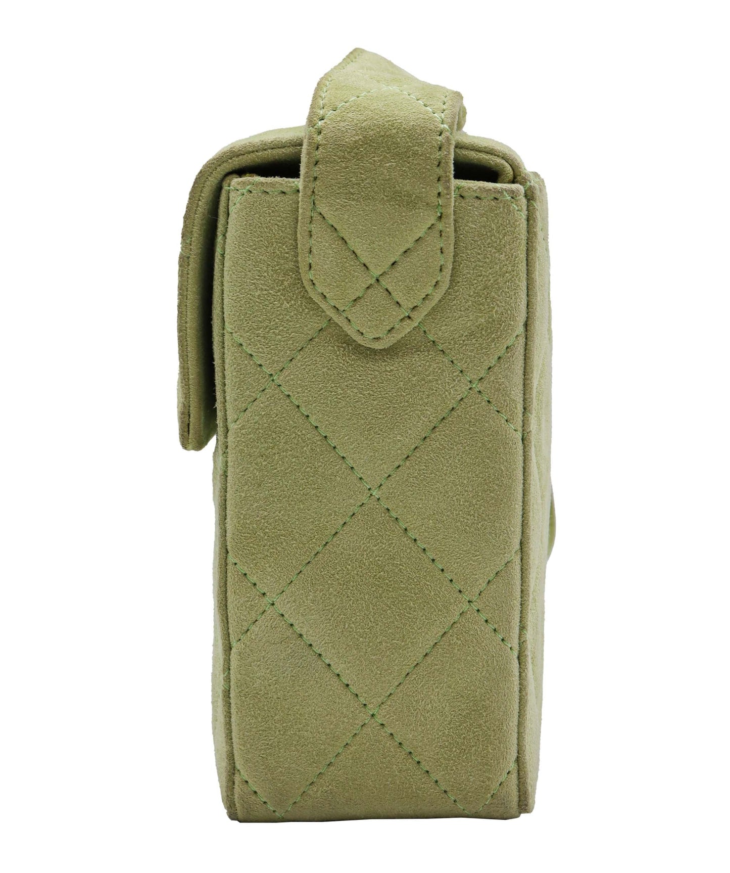 CHANEL VINTAGE MATELASSE HAND BAG GREEN SUEDE 90248810 DXBS0601