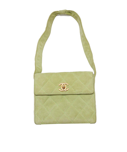 CHANEL VINTAGE MATELASSE HAND BAG GREEN SUEDE 90248810 DXBS0601