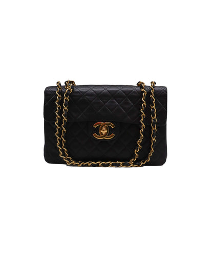 CHANEL VINTAGE MAXI MATELASSE 34 CHAIN SHOULDER BAG BLACK LAMB SKIN 90235964