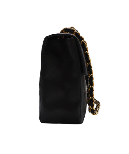 CHANEL VINTAGE MAXI MATELASSE 34 CHAIN SHOULDER BAG BLACK LAMB SKIN 90235964
