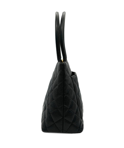 CHANEL VINTAGE MEDALLION TOTE BAG BLACK CAVIAR SKIN DBXS2150