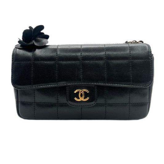 Chanel Vintage Mini Camellia Chocolate Bar Black Lambskin SKCP1356