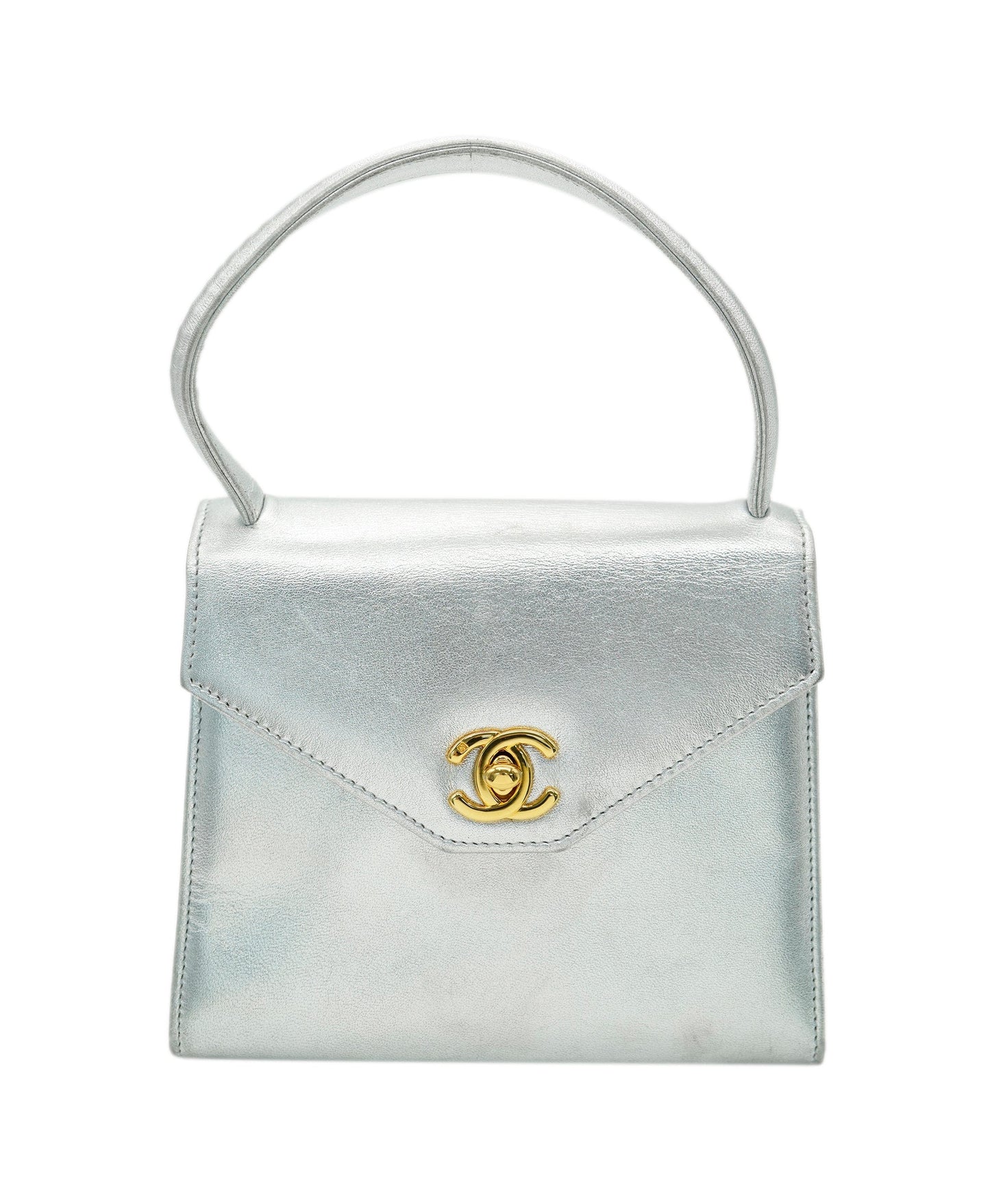 Chanel Vintage Mini Coco Metallic Silver Handbag DBXS0040