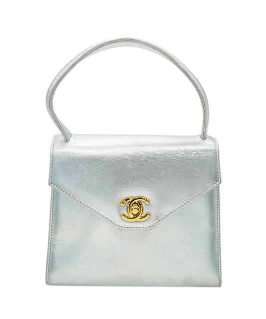 Chanel Vintage Mini Coco Metallic Silver Handbag DBXS0040