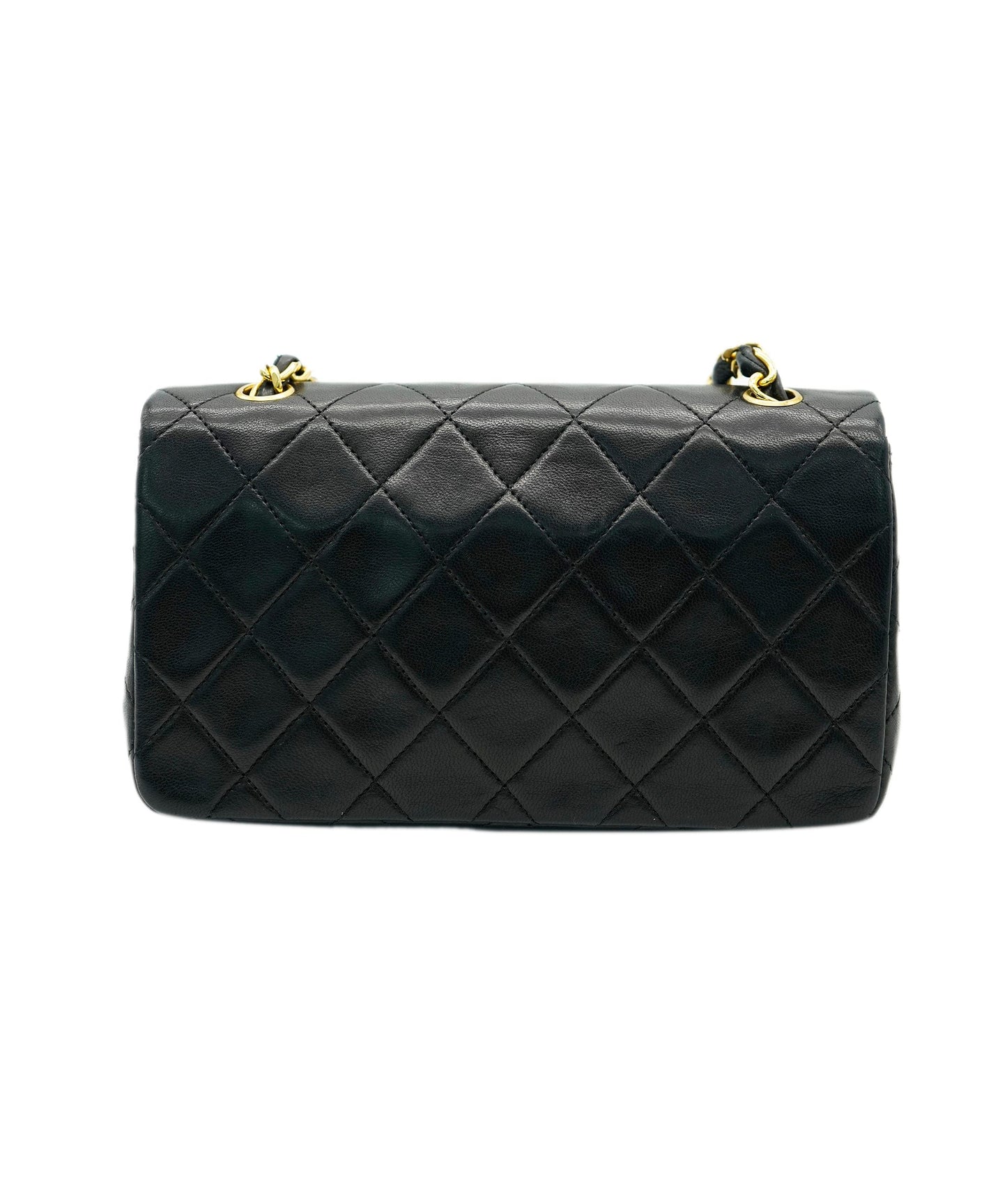CHANEL VINTAGE MINI FULL FLAP CHAIN SHOULDER BAG BLACK LAMB SKIN DBXS2155