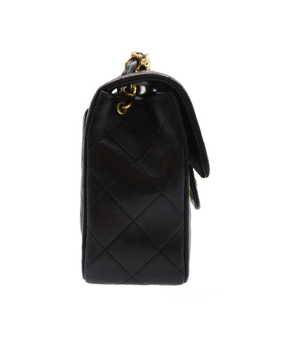 CHANEL VINTAGE MINI SQUARE 17 CHAIN SHOULDER BAG BLACK LAMB SKIN DXBS2219