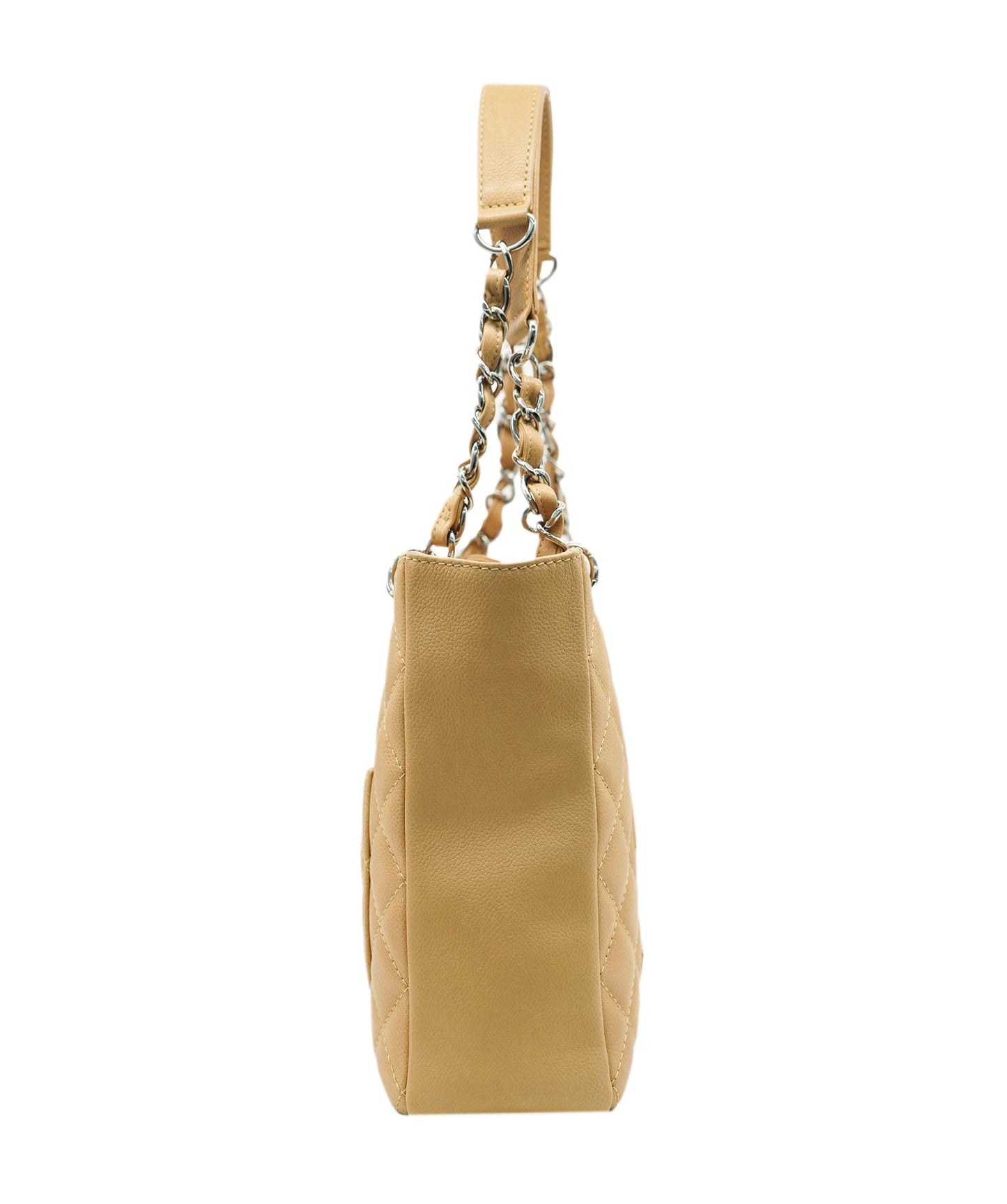 CHANEL VINTAGE PST TOTE BAG BEIGE CAVIAR SKIN DBXS2163