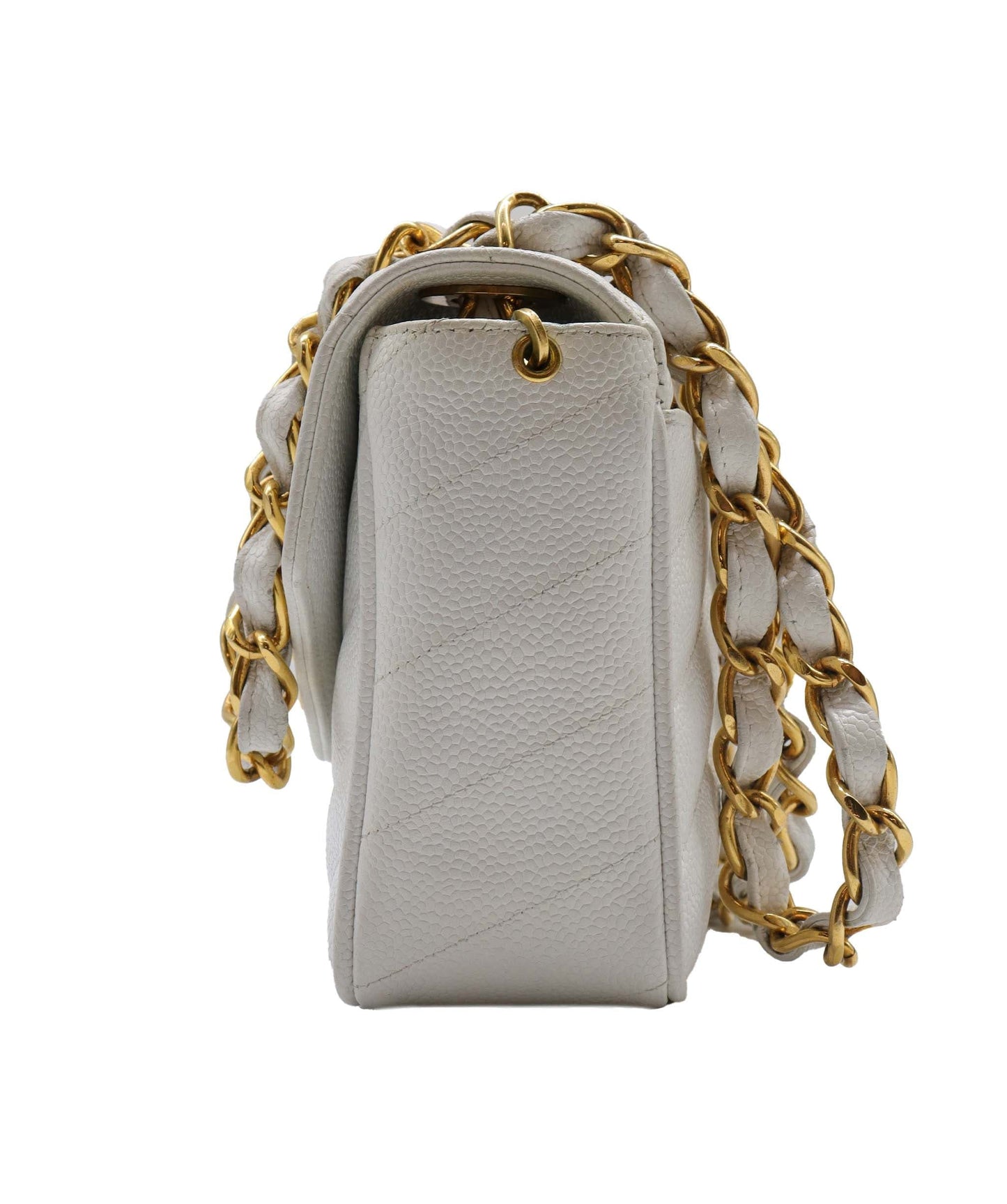 Chanel Vintage Square Envelope Chevron White Caviar GHW 90170727
