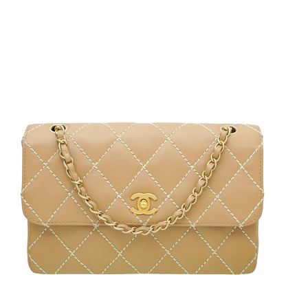 Chanel Beige Wild Stitch Flap Medium Bag