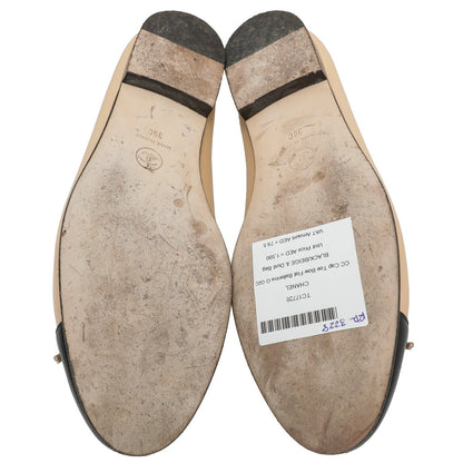 Chanel Bicolor CC Cap Toe Bow Flat Ballerina 39