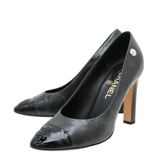 Chanel Bicolor CC Cap Toe Camellia Pumps 37.5