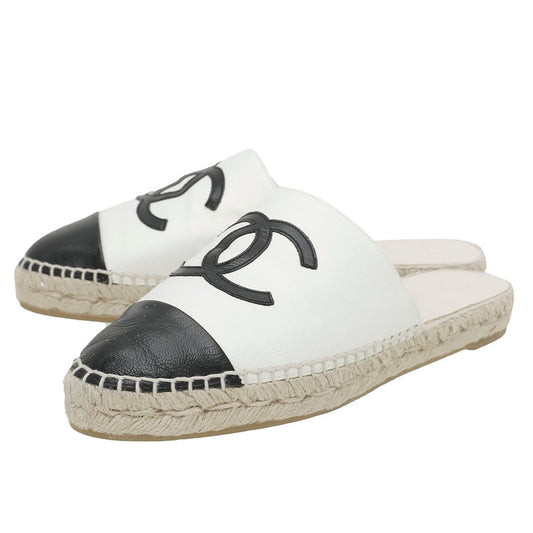 Chanel Bicolor CC Cap Toe Espadrille Mules 38