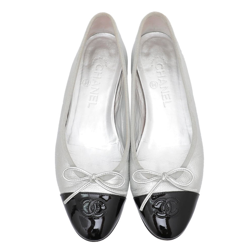 Chanel Bicolor CC Cap Toe Flat Ballerina 38