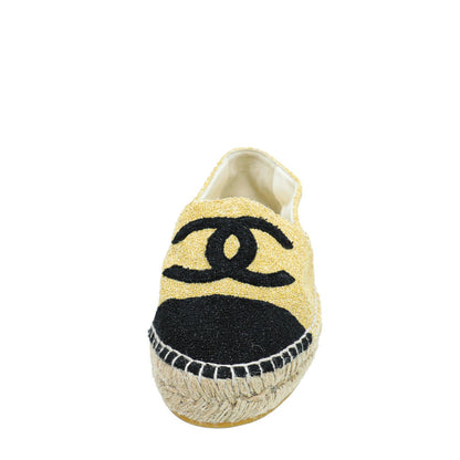 Chanel Bicolor CC Cap Toe Metallic Fabric Espadrille 39