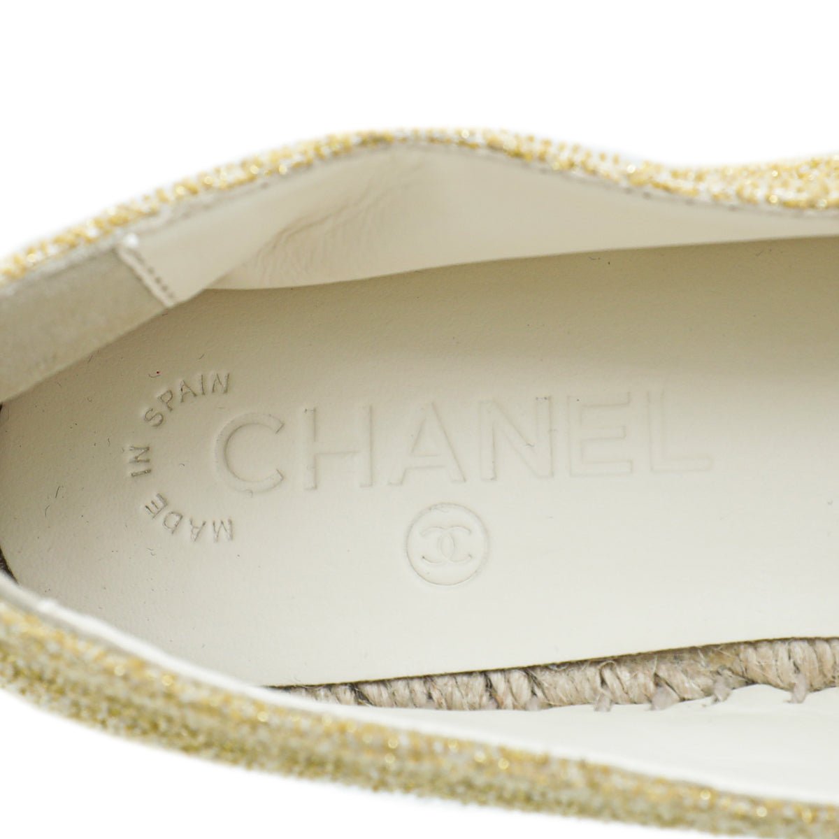 Chanel Bicolor CC Cap Toe Metallic Fabric Espadrille 39