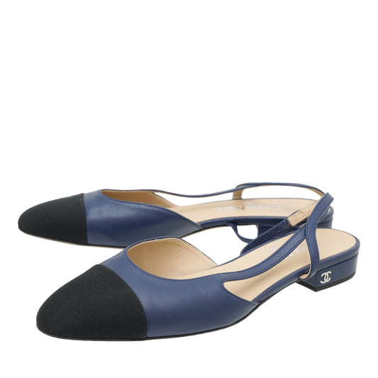 Chanel Bicolor CC Cap Toe Slingback 37.5