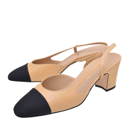 Chanel Bicolor CC Cap Toe Slingback 37.5