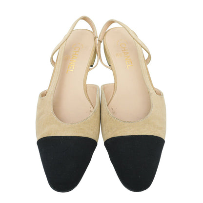 Chanel Bicolor CC Cap Toe Slingback Pump 40