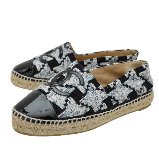 Chanel Bicolor CC Cap Toe Tweed Espadrille 37