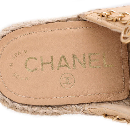 Chanel Bicolor CC Chain Espadrille Wooden Mules 38