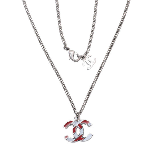 Chanel Bicolor CC Diagonal Enamel Necklace