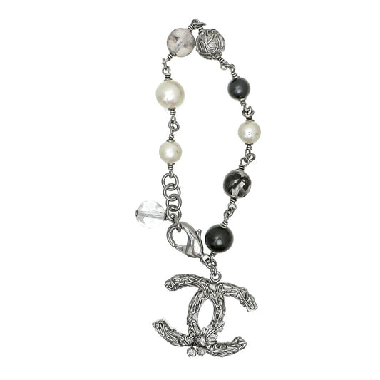 Chanel Bicolor CC Leaf Glass Pearls Bracelet
