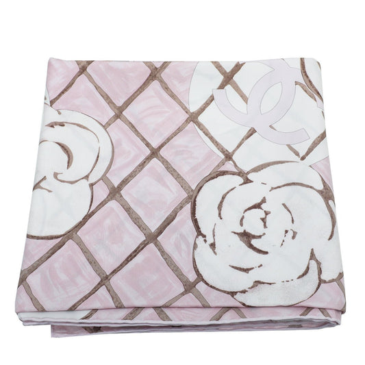 Chanel Bicolor CC Logo Camellia Quilted Silk Scarf