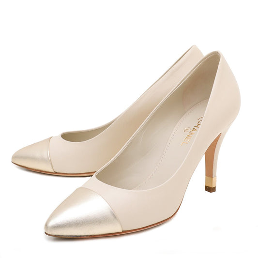Chanel Bicolor CC Metallic Cap Toe Pumps 39.5