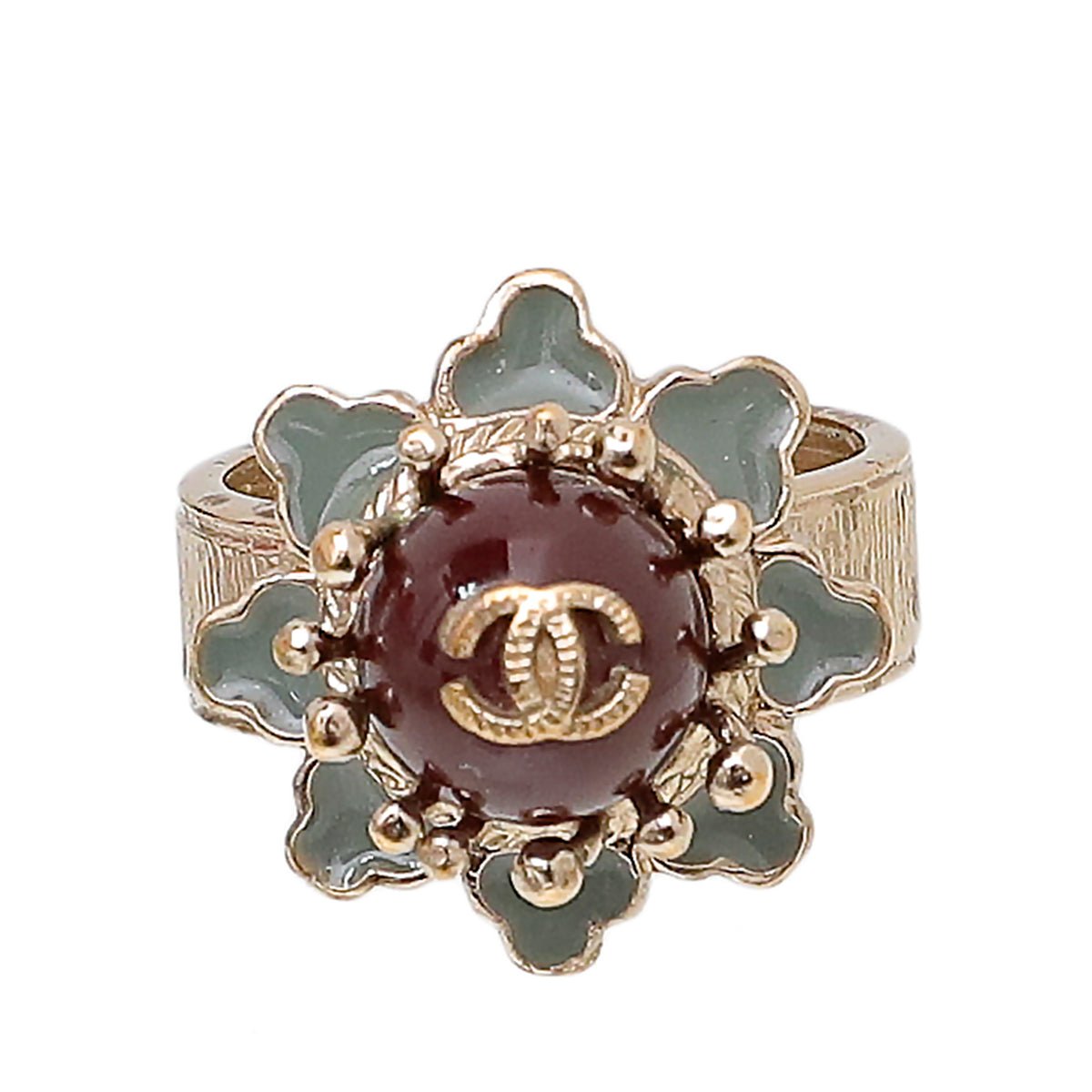 Chanel Bicolor CC Pearl Crown Ring