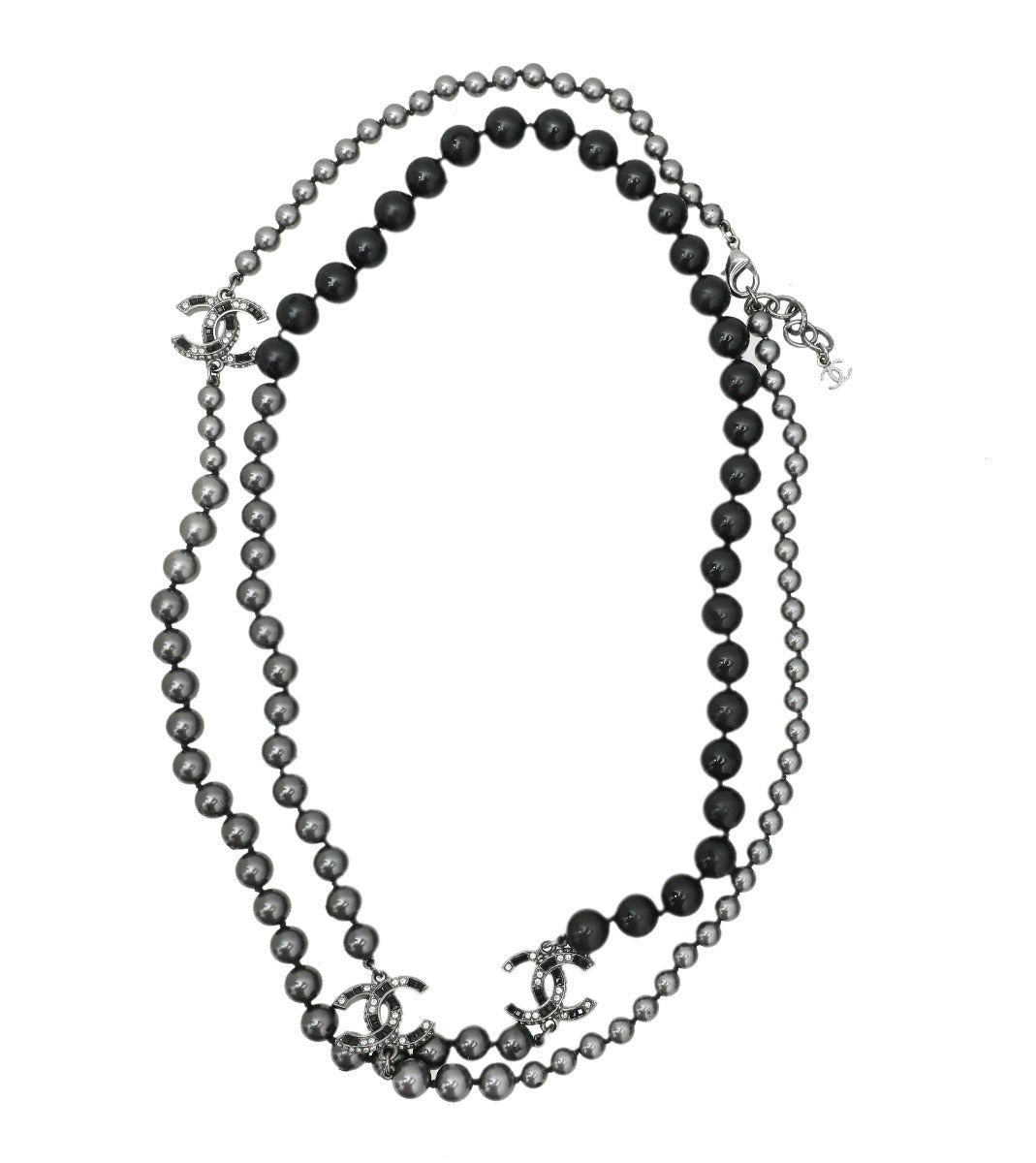 Chanel Bicolor CC Pearl Long Necklace