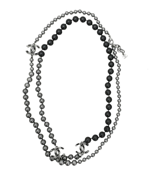 Chanel Bicolor CC Pearl Long Necklace