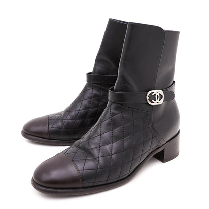 Chanel Bicolor CC Quilted Ankle Boots 39.5