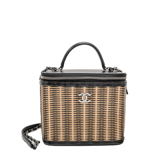 Chanel Bicolor CC Ratan Calfskin Vanity Case