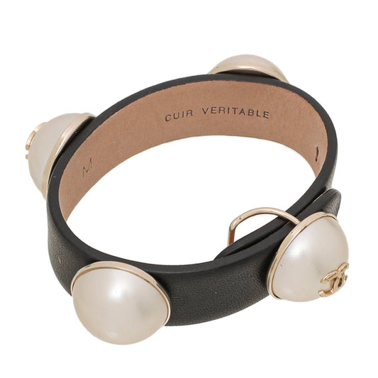 Chanel Bicolor Faux Pearl CC Bracelet Medium