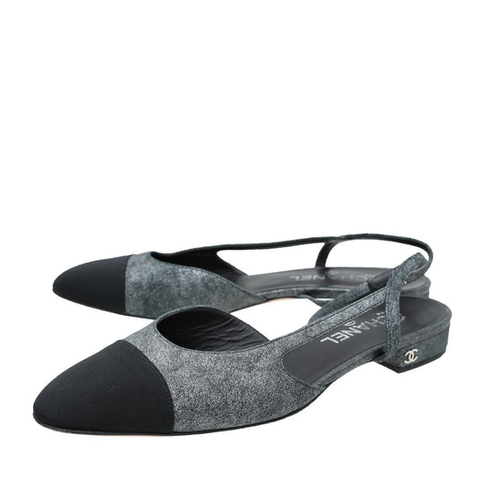 Chanel Bicolor Half D'orsay Slingback 40