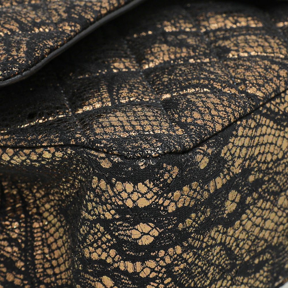Chanel Bicolor Lace Metallic Flap Medium Bag