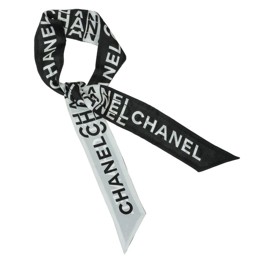 Chanel Bicolor Logo Scarf Twilly