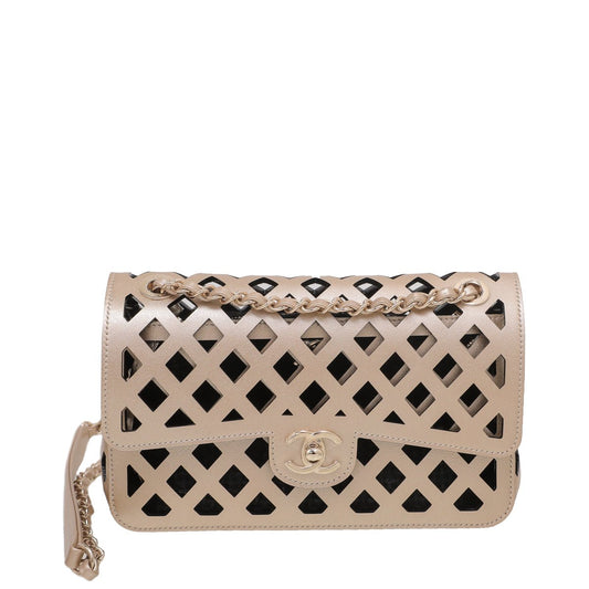 Chanel Bicolor Perforated Flap Tweed Pouch